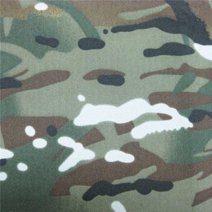 teflon 100% პოლიესტერი ნაქსოვი წყალგაუმტარი გარე სამხედრო camouflage წვიმა ქურთუკი ქსოვილი